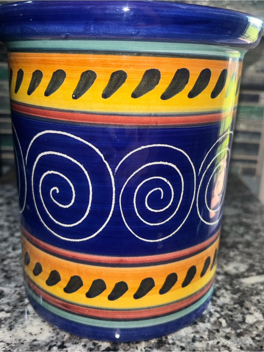 Rare Pier 1 Y2K retired Italian Swirl Terracotta Cannister with lid